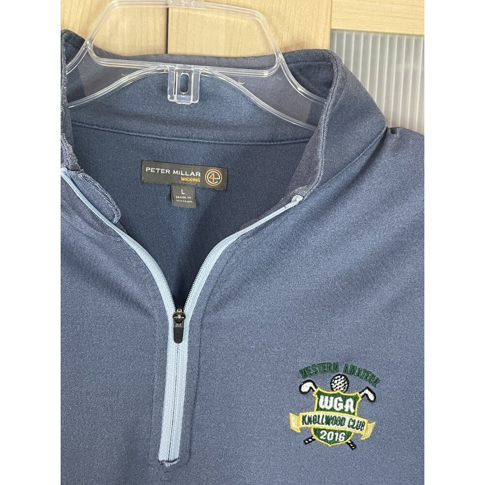 Peter Millar Quarter Zip Sweatshirt Mens L‎ Blue Crown Golf Pullover WGA Casual - Picture 2 of 5